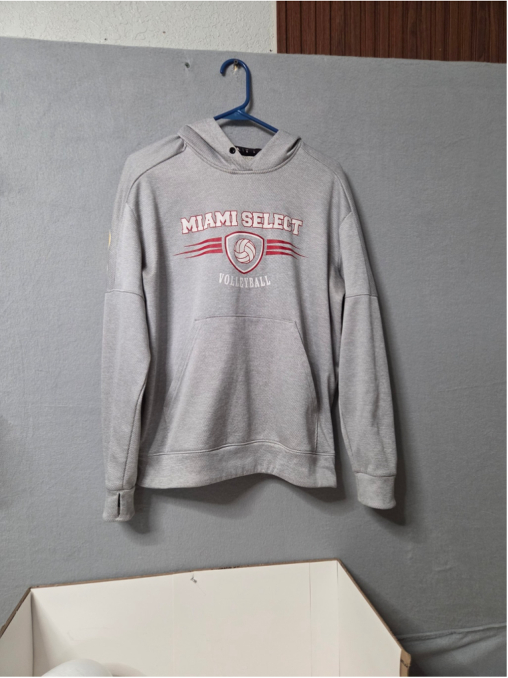 Adidas Miami Select Volleyball Club Pullover Hoodie Sweatshirt Gray Red Size xl.